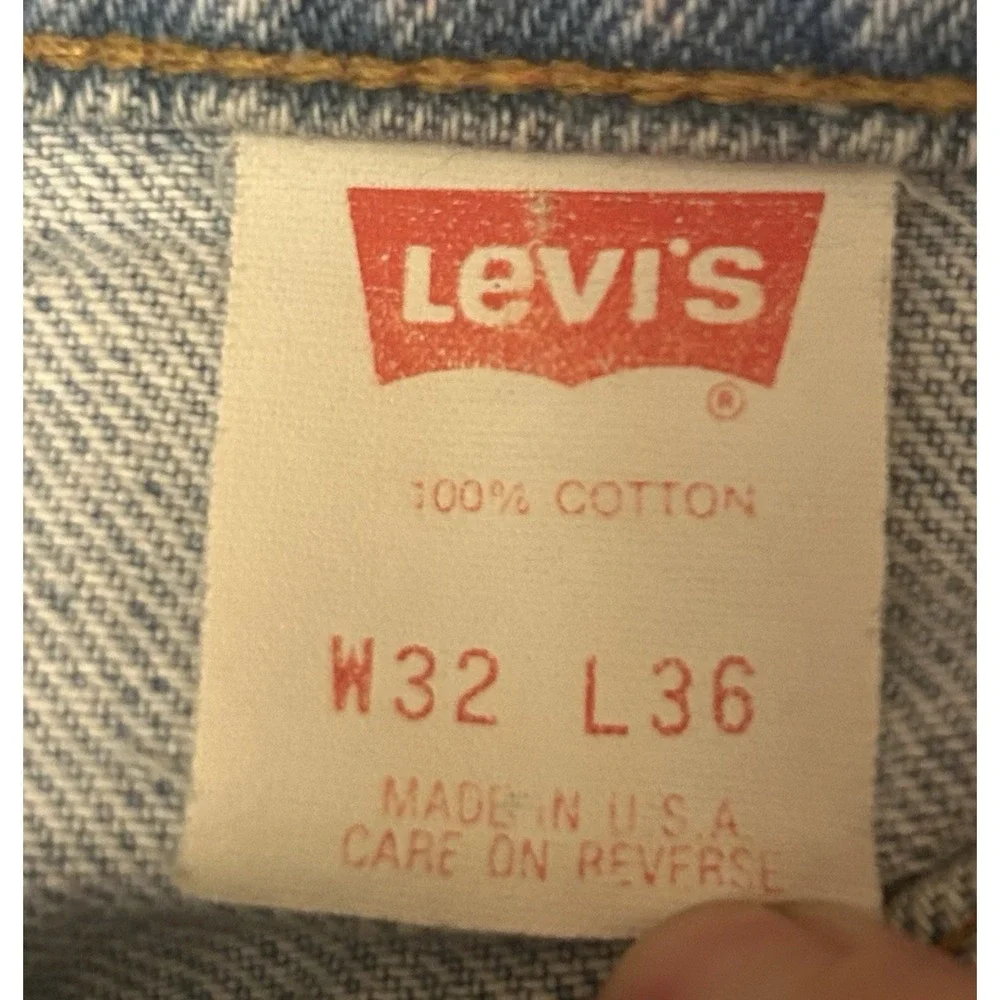 Levis 550 Jeans Mens 32x36 Relaxed Fit Light Wash Blue Denim Orange Tab USA VTG